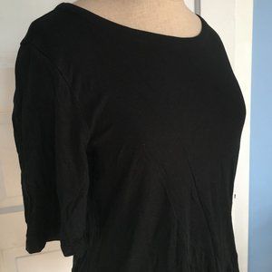 Mid Sleeved Black Tee Shirt